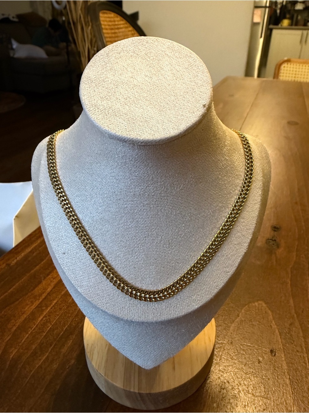 Gold Tone Double Link Chain Necklace